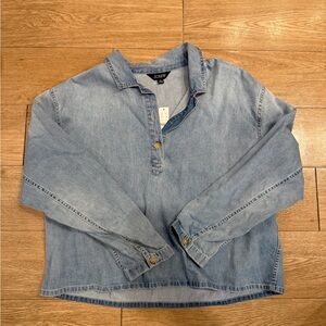 Denim Cotton Long Sleeve Popover Shirt